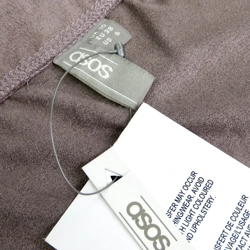 ASOS Taupe Suede Mini Skirt Size 6 Small Sexy Going Out